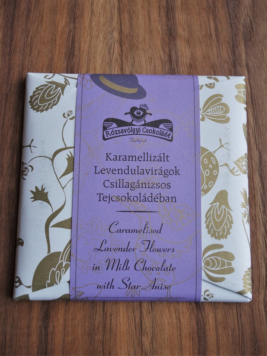 Rozsavolgyi Milk Chocolate w/ Caramelized Lavender Flowers 40pct - Mongers' Provisions